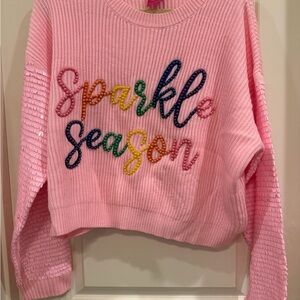 QUEEN OF SPARKLES Pink Multicolor Sparkle Sweater